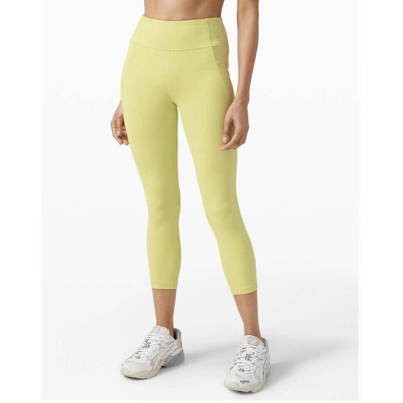 Lululemon Time To Sweat Crop 23" Leggings In Lemon Vibe Size 4 - Picture 1 of 7